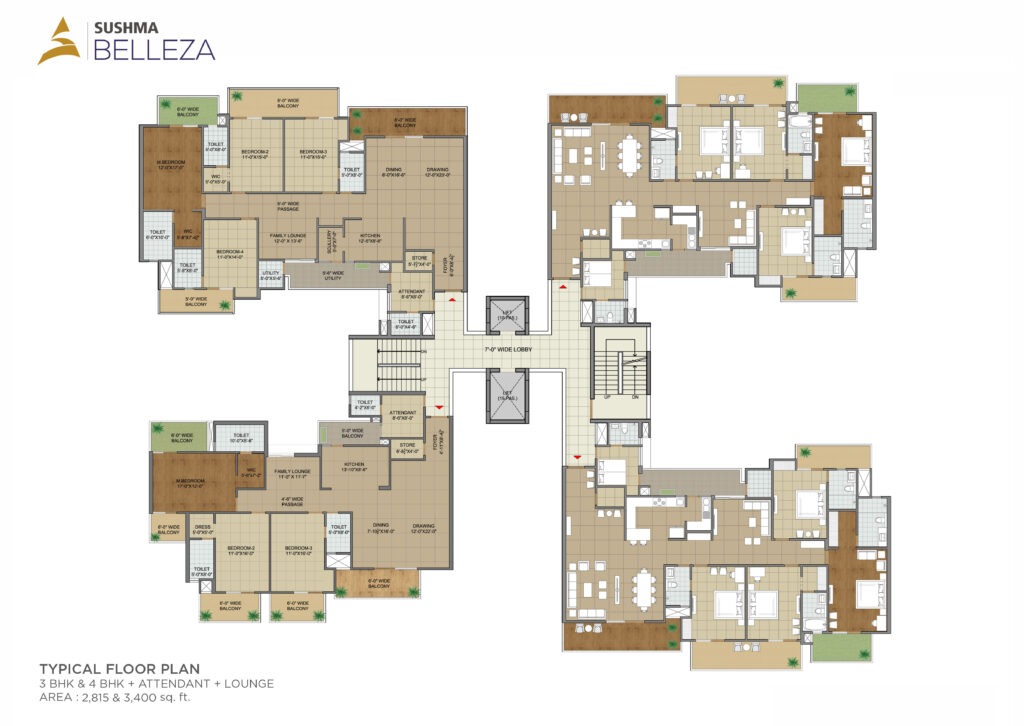 Cluster Plan - SUSHMA Belleza_2815 & 3400 sqft-Tower-A